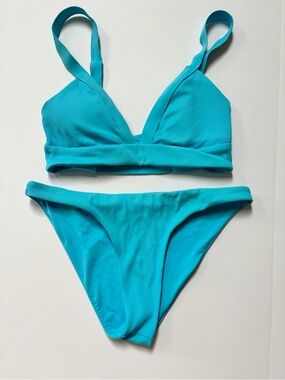 L Space Ribbed Turquoise Two-Piece Bikini Set